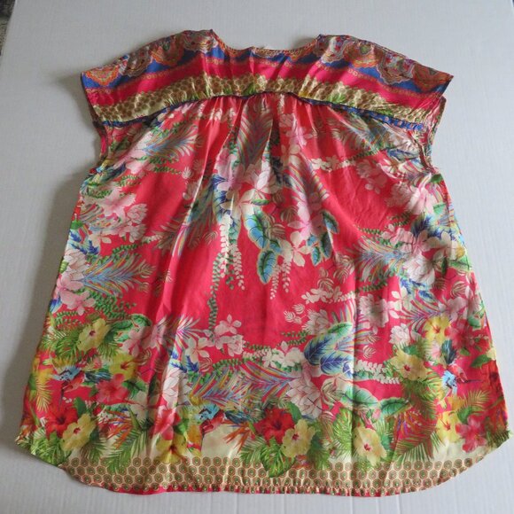 🎉⭐️HP⭐️🎉Johnny Was, Rapsodia Arianna Silk Blouse (Tie Neck) Size M, NWT - Picture 2 of 13